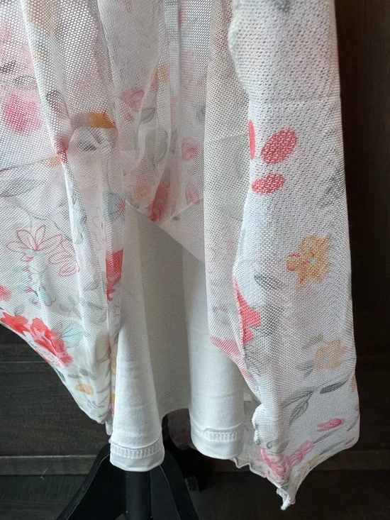 White Floral Maxi Skirt with Pink & Coral Blooms NWT XL - Picture 3 of 7
